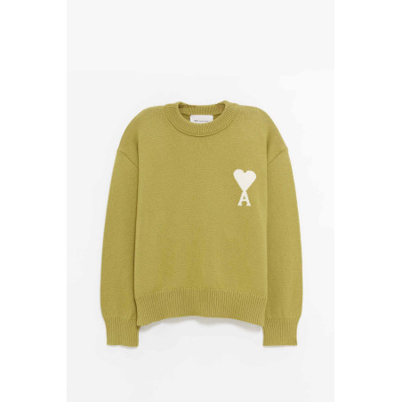 AMI MATCHA ECRU CREWNECK SWEATER